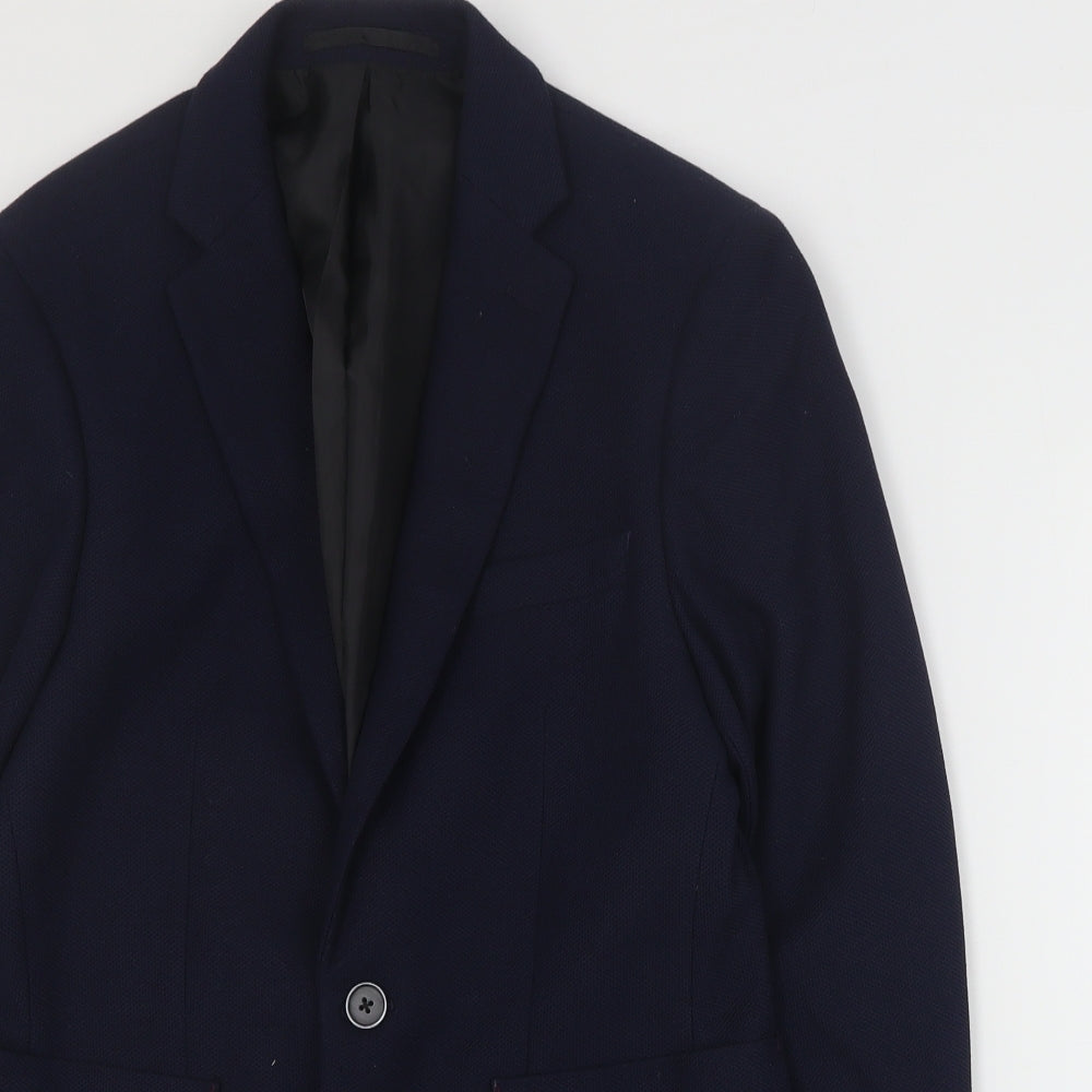 Burton Mens Blue  Polyester Jacket Suit Jacket Size S