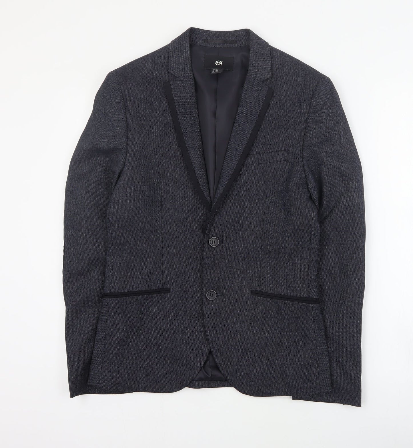 H&M Mens Grey  Polyester Jacket Suit Jacket Size S