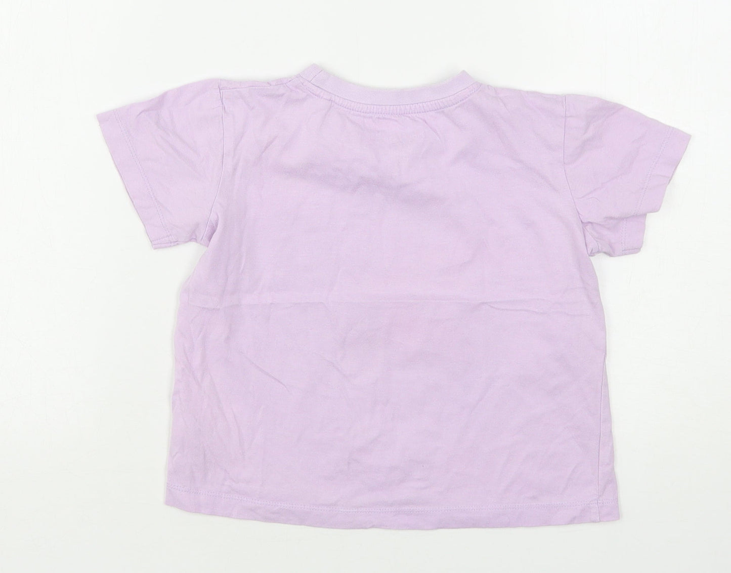 Threadgirls Girls Purple  Cotton Basic T-Shirt Size 5-6 Years Round Neck  - Unicorn
