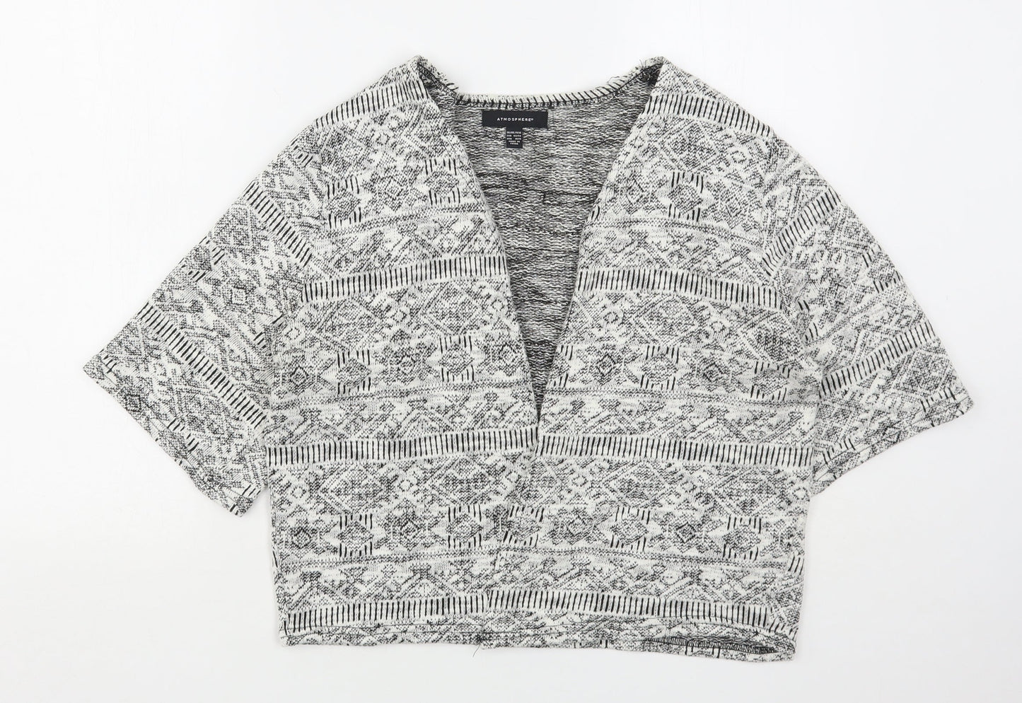 Atmosphere Womens Grey V-Neck Argyle/Diamond Polyester Cardigan Jumper Size 14