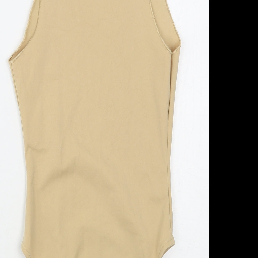 Pull&Bear Womens Beige  Polyamide Bodysuit One-Piece Size S