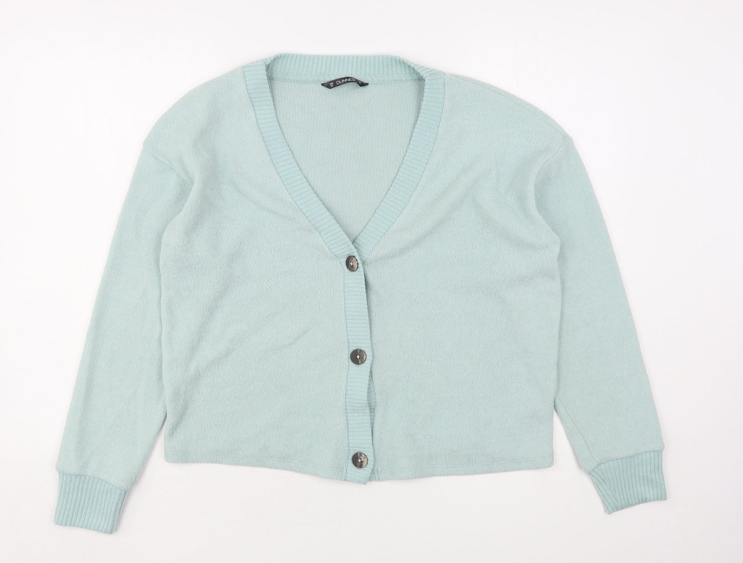 Dunnes Stores Womens Green V-Neck  Polyester Cardigan Jumper Size XS