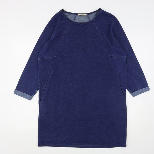 TU Womens Blue Round Neck  Cotton Pullover Jumper Size 12