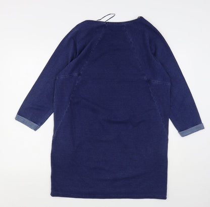 Tu Womens Blue Round Neck  Cotton Pullover Jumper Size 12