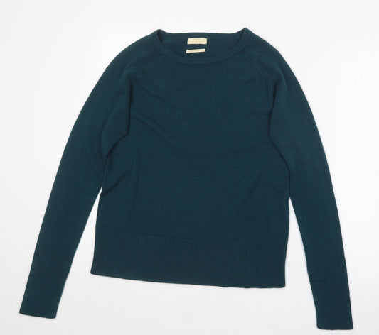 Classic Womens Blue Round Neck  Cotton Pullover Jumper Size S