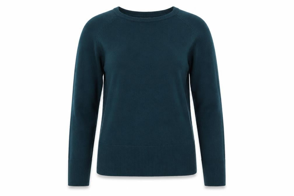 Classics Womens Blue Round Neck  Cotton Pullover Jumper Size S