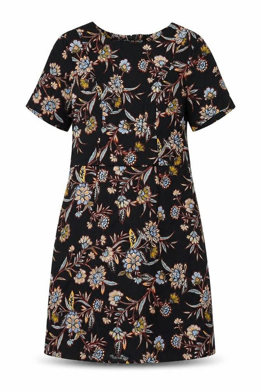 New Look Womens Multicoloured Floral Cotton Shift  Size 8  Round Neck Zip