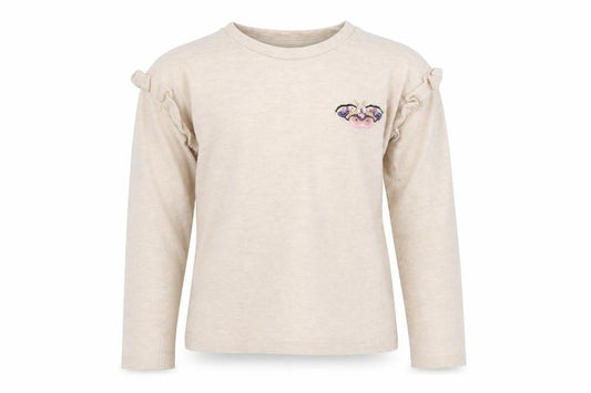 Tu Girls Beige  Cotton Basic T-Shirt Size 4 Years Crew Neck  - Butterfly
