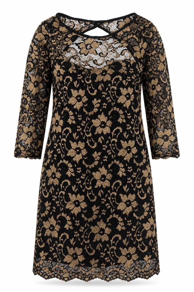 Atmosphere Womens Gold Floral Nylon Shift  Size 12  Round Neck