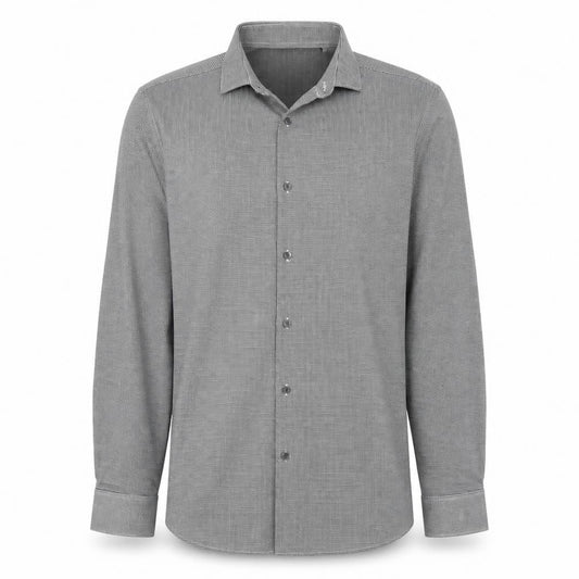Next Mens Black Check Polyester  Button-Up Size 15.5 Collared Button
