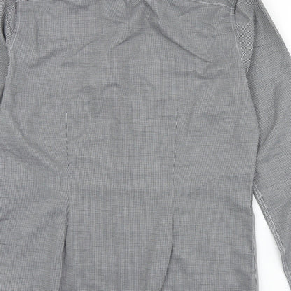 Next Mens Black Check Polyester  Button-Up Size 15.5 Collared Button