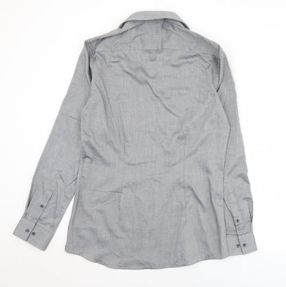 Next Mens Grey  Polyester  Button-Up Size 15.5 Collared Button