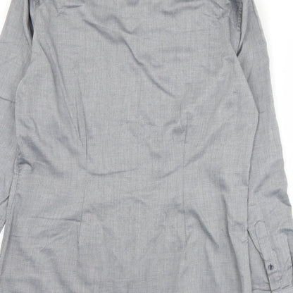 Next Mens Grey  Polyester  Button-Up Size 15.5 Collared Button