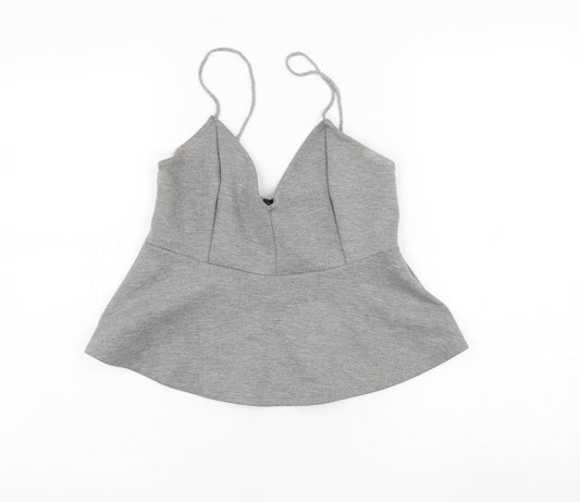 River Island Womens Grey  Polyester Cropped Tank Size 12 V-Neck