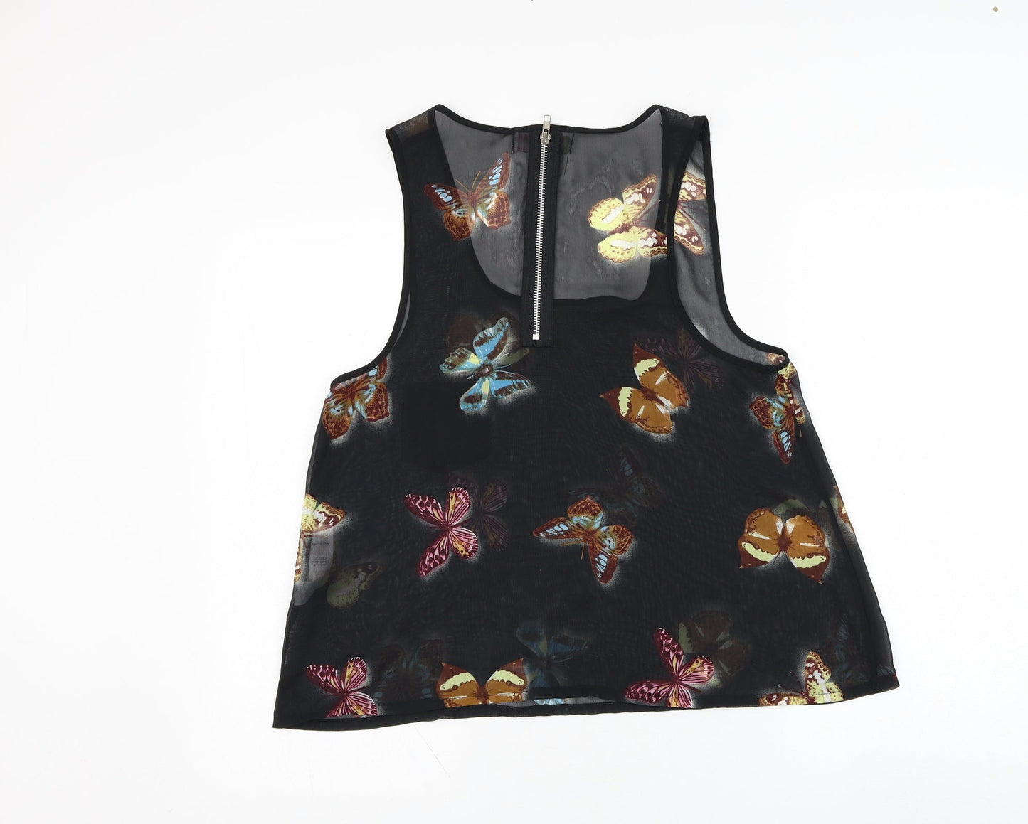 Cameo Rose Womens Black  Polyester Basic Tank Size 10 Round Neck - Butterfly