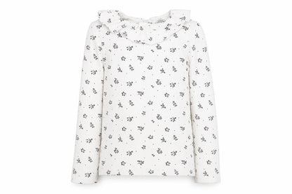 F&F Girls White Floral Cotton Basic T-Shirt Size 10 Years Round Neck Pullover
