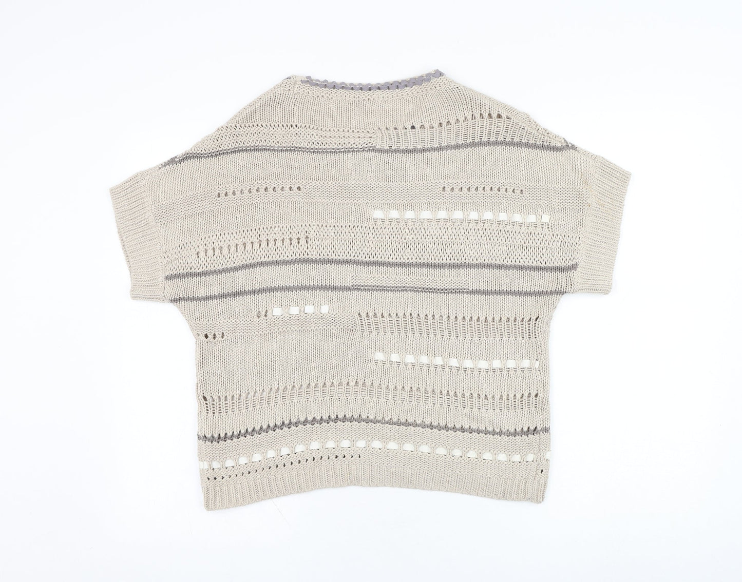 Marks and Spencer Womens Beige Round Neck  Acrylic Pullover Jumper Size 8