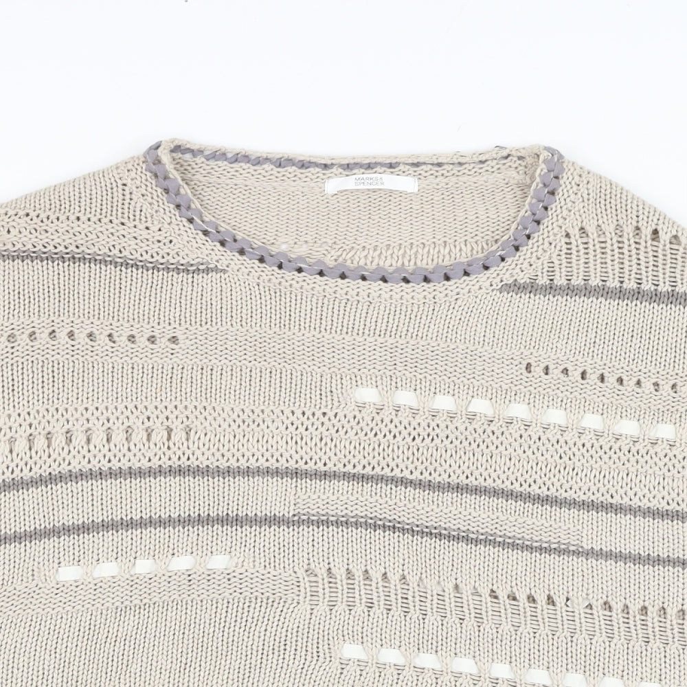 Marks and Spencer Womens Beige Round Neck  Acrylic Pullover Jumper Size 8