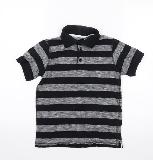 Dunes Boys Black Striped Cotton Pullover Polo Size 10-11 Years Collared Pullover