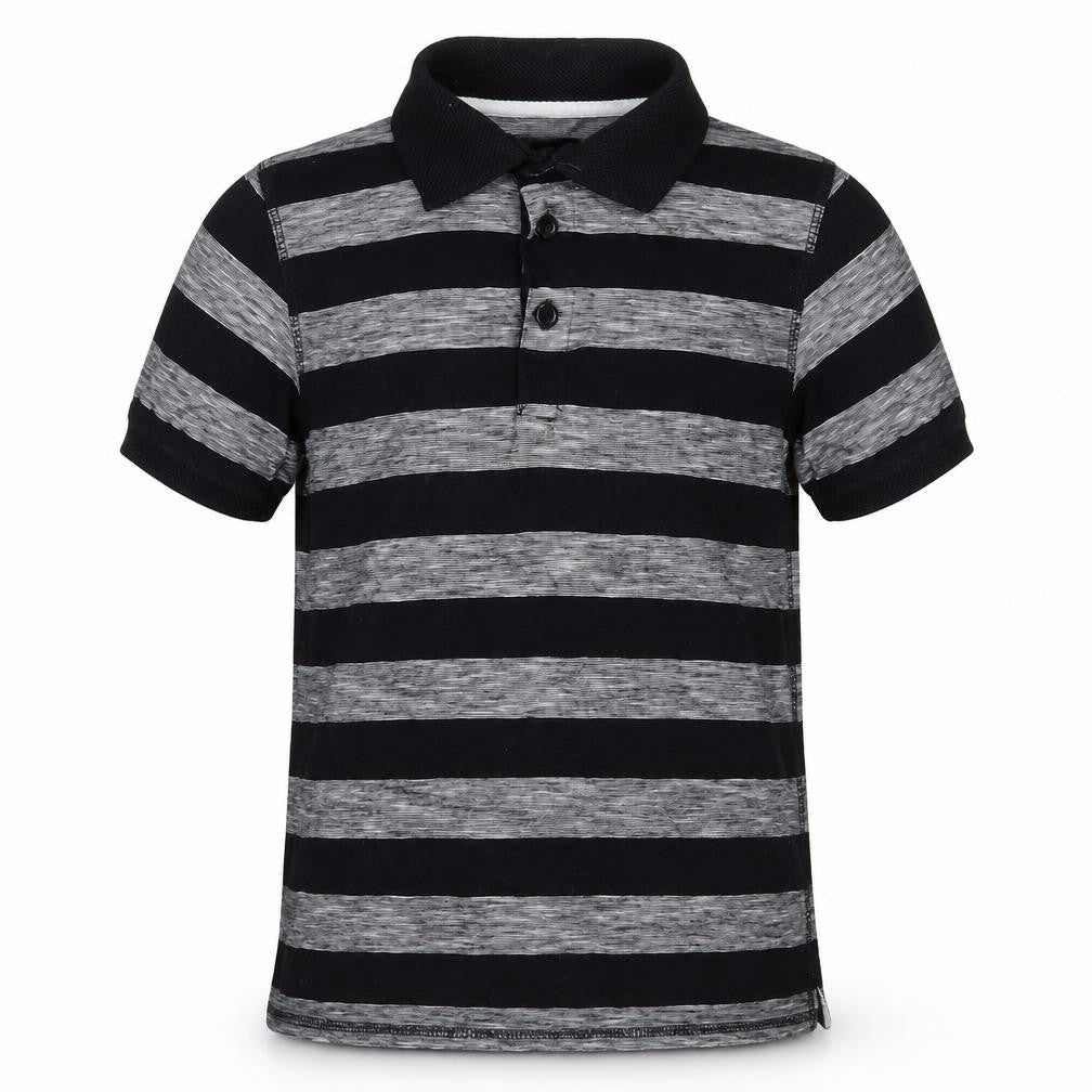 Dunes Boys Black Striped Cotton Pullover Polo Size 10-11 Years Collared Pullover