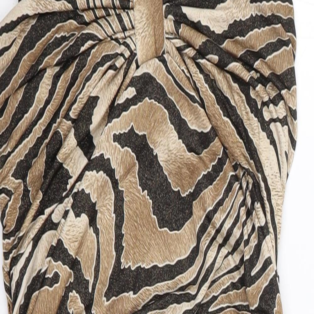 Evita Womens Brown Animal Print Polyester Bodycon  Size 8  Sweetheart Pullover
