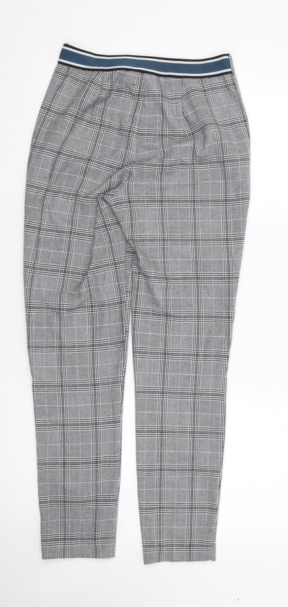 RESERVED Womens Black Plaid Polyester Trousers  Size 6 L26 in Regular Zip