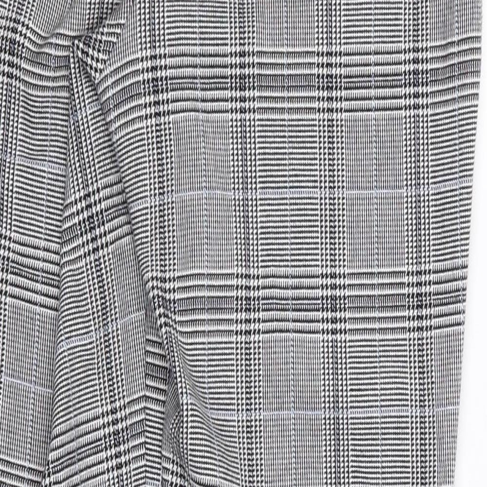 RESERVED Womens Black Plaid Polyester Trousers  Size 6 L26 in Regular Zip