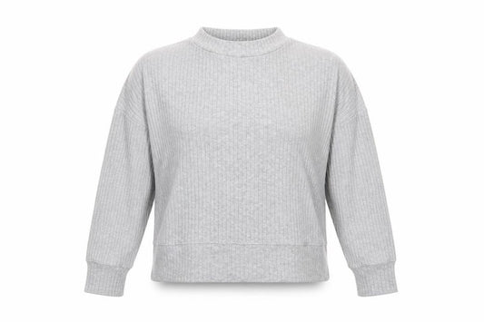 Primark Womens Grey  Viscose Jersey T-Shirt Size S High Neck - Ribbed