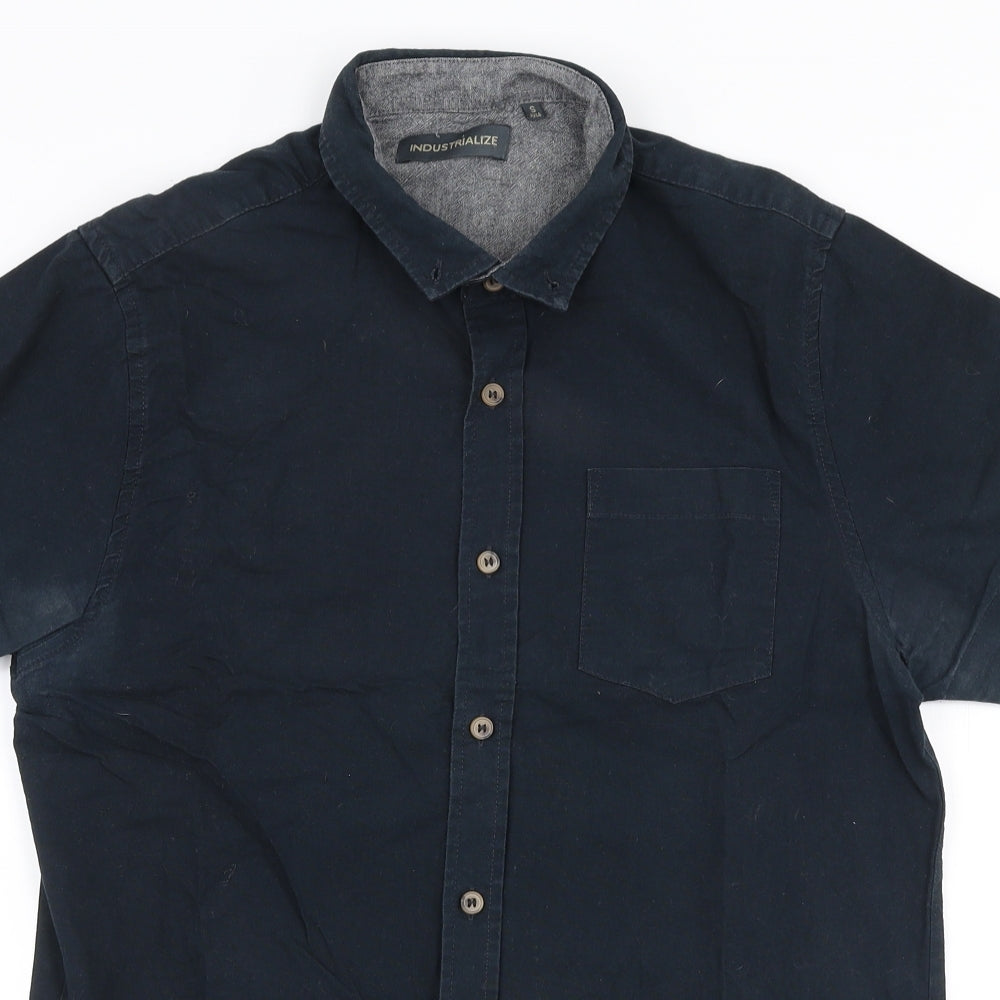 Industrialize Mens Blue  Polyester  Polo Size S Collared Button