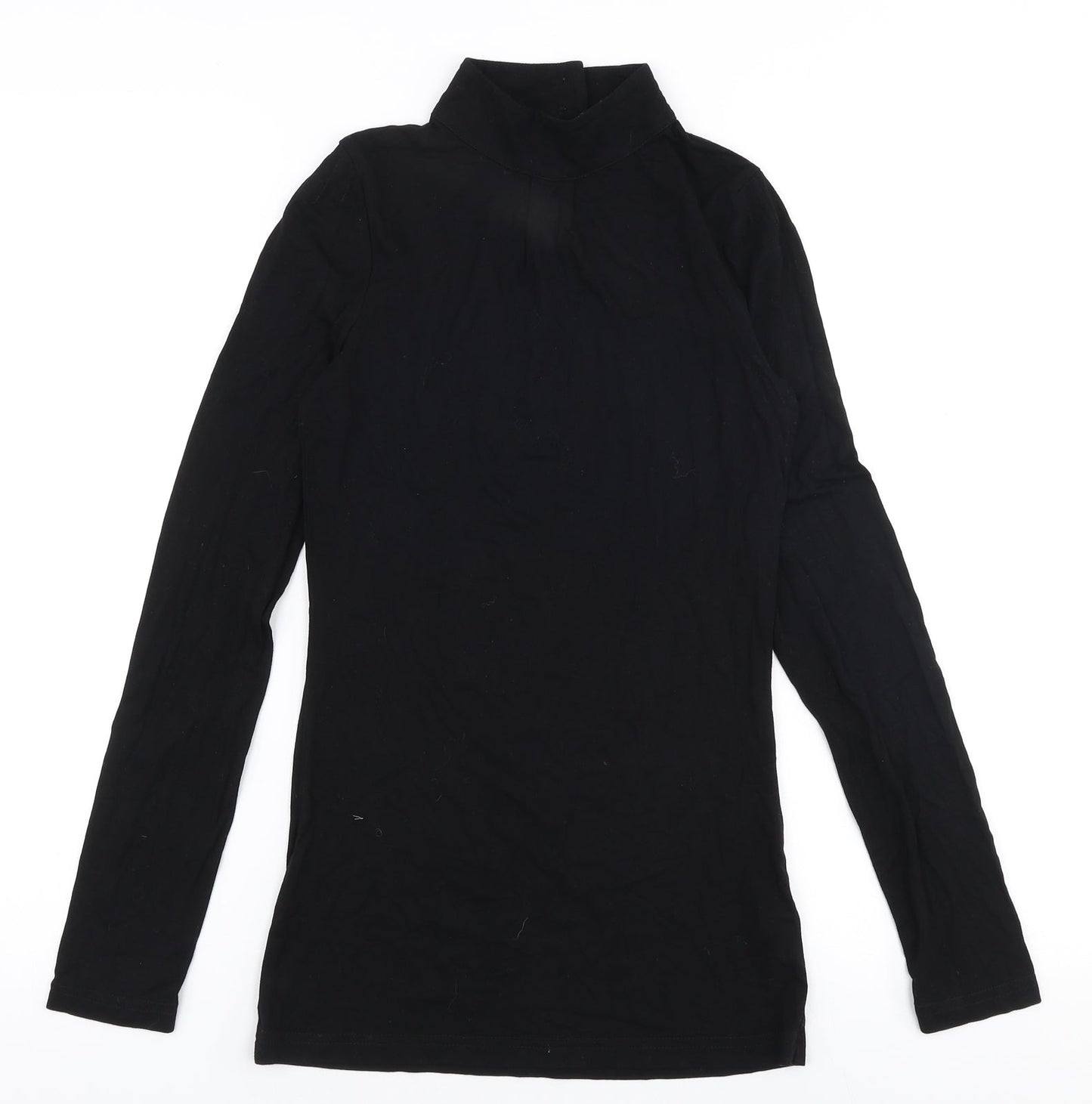 Oasis Womens Black  Viscose Jersey T-Shirt Size XS High Neck