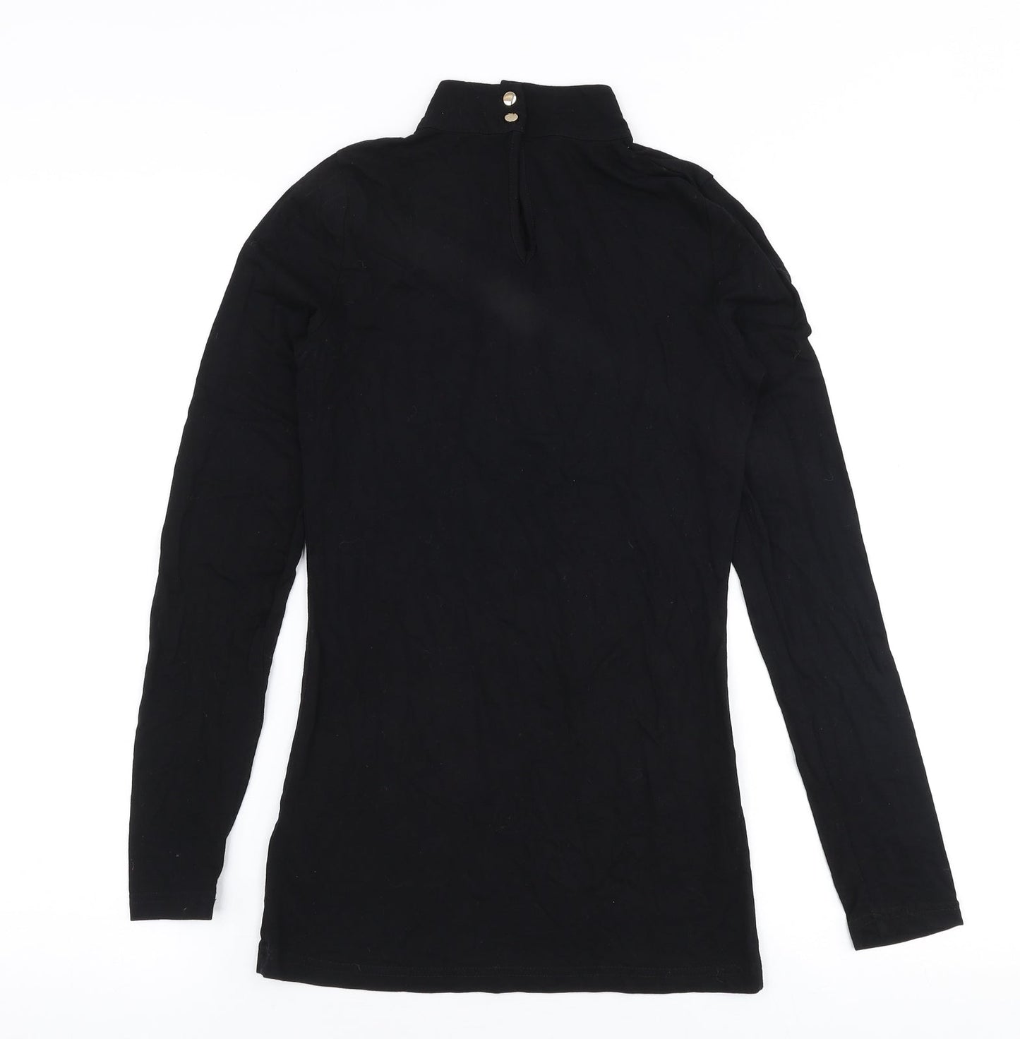 Oasis Womens Black  Viscose Jersey T-Shirt Size XS High Neck