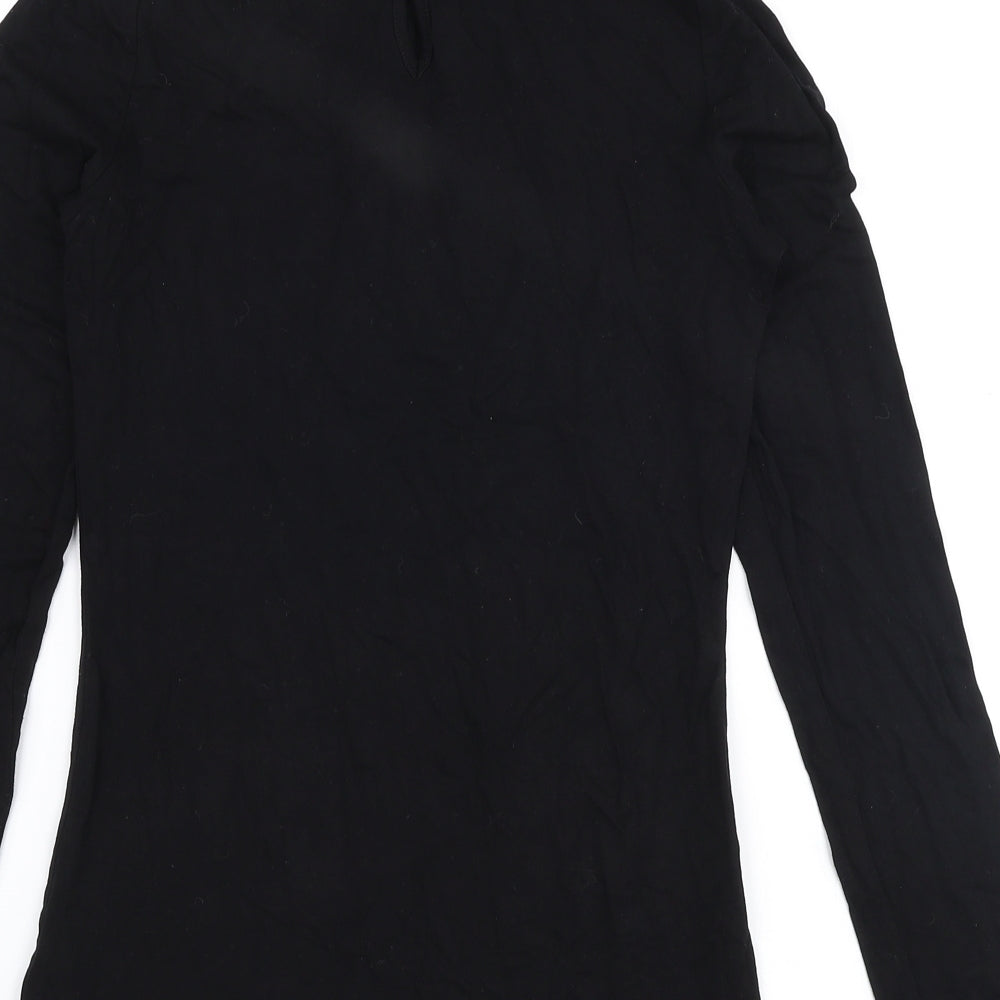 Oasis Womens Black  Viscose Jersey T-Shirt Size XS High Neck