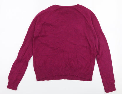Jo Y Jo Womens Purple Round Neck  Polyester Pullover Jumper Size XS