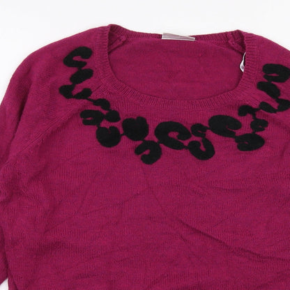 Jo Y Jo Womens Purple Round Neck  Polyester Pullover Jumper Size XS