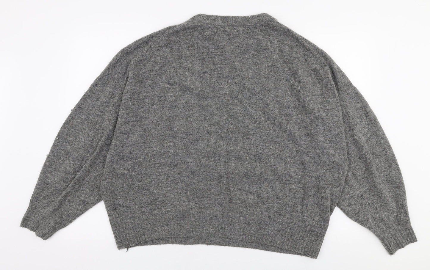 H&M Womens Grey Round Neck  Acrylic Pullover Jumper Size M