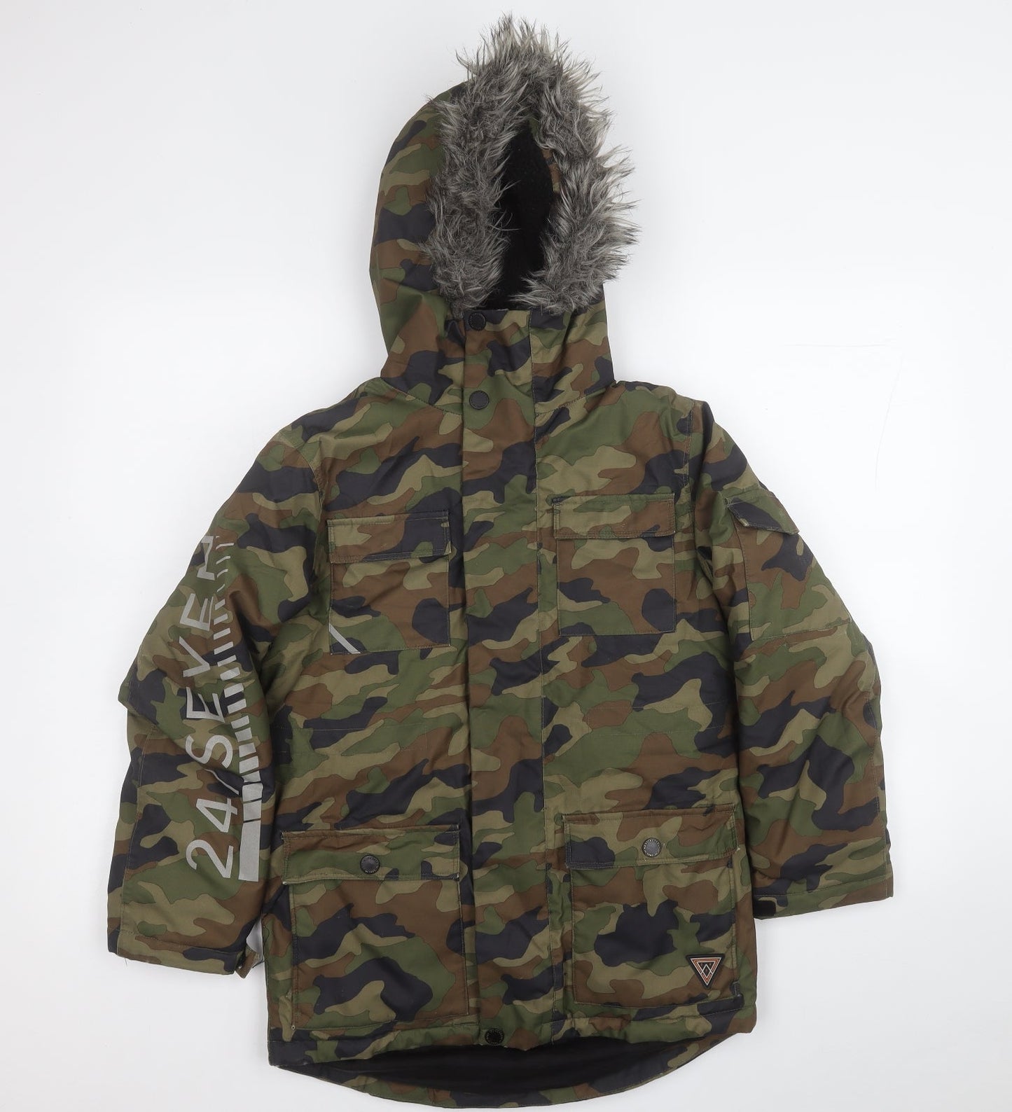 NEXT Boys Green Camouflage  Overcoat Coat Size 9 Years