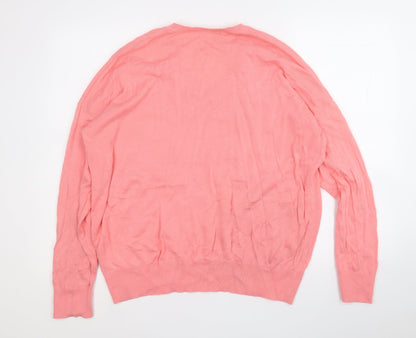 Dunnes Womens Pink V-Neck  Cotton Pullover Jumper Size L