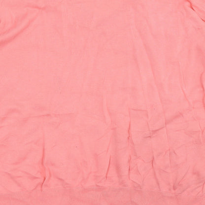 Dunnes Womens Pink V-Neck  Cotton Pullover Jumper Size L