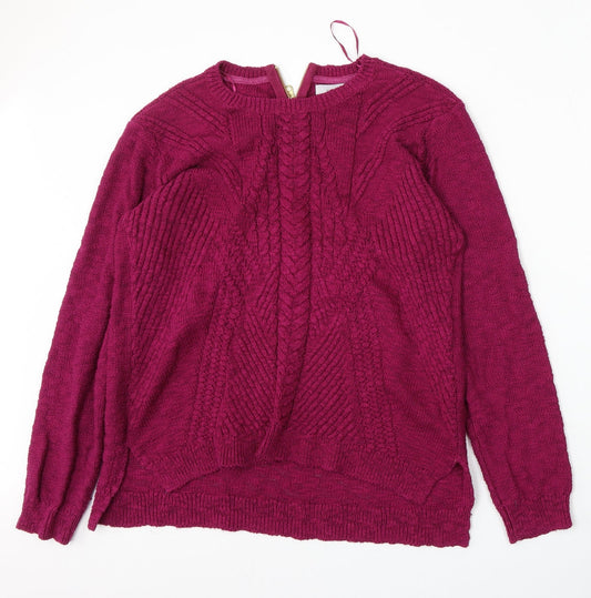 Marks and Spencer Womens Purple Round Neck  Cotton Pullover Jumper Size 16