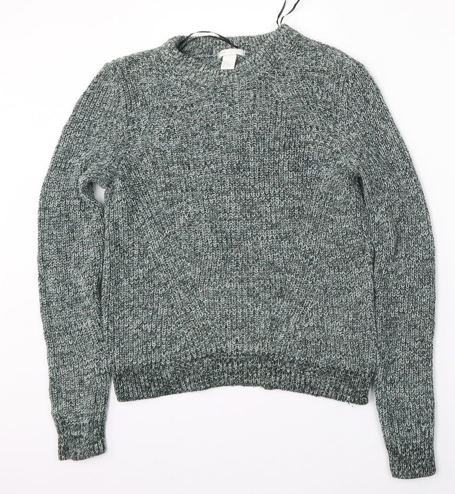 H&M Womens Green Round Neck  Acrylic Pullover Jumper Size M