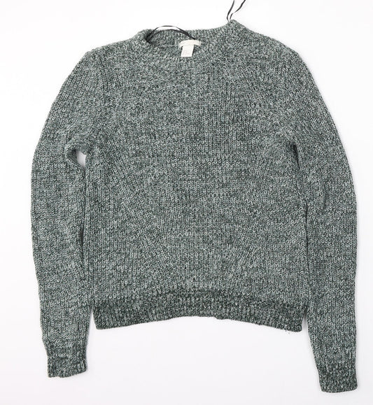 H&M Womens Green Round Neck  Acrylic Pullover Jumper Size M