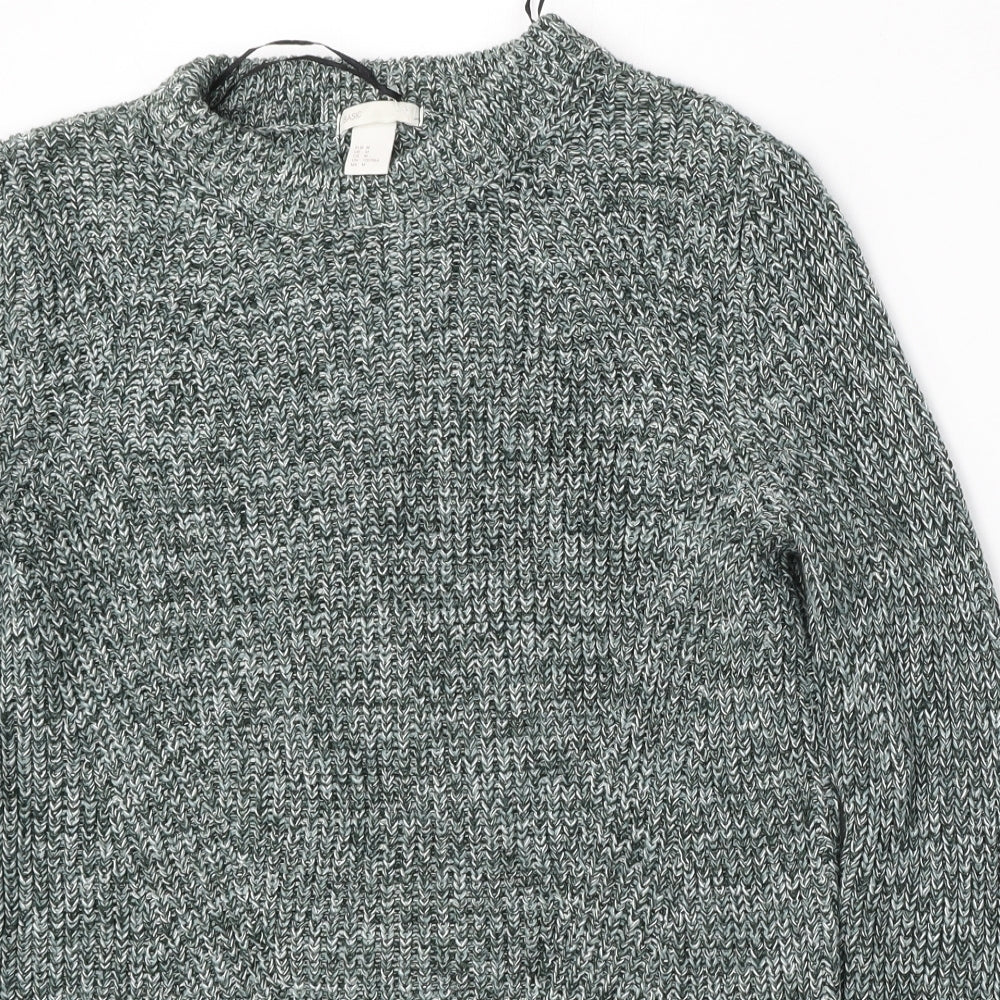H&M Womens Green Round Neck  Acrylic Pullover Jumper Size M