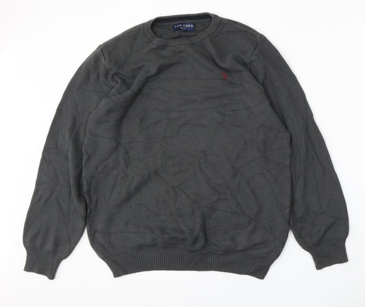 Tom Penn Mens Grey Round Neck  Polyester Pullover Jumper Size XL   - Slim fit