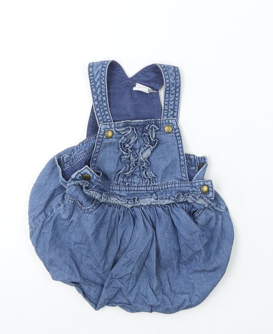 Mini Club Girls Blue  Cotton Dungaree Outfit/Set Size 3-6 Months