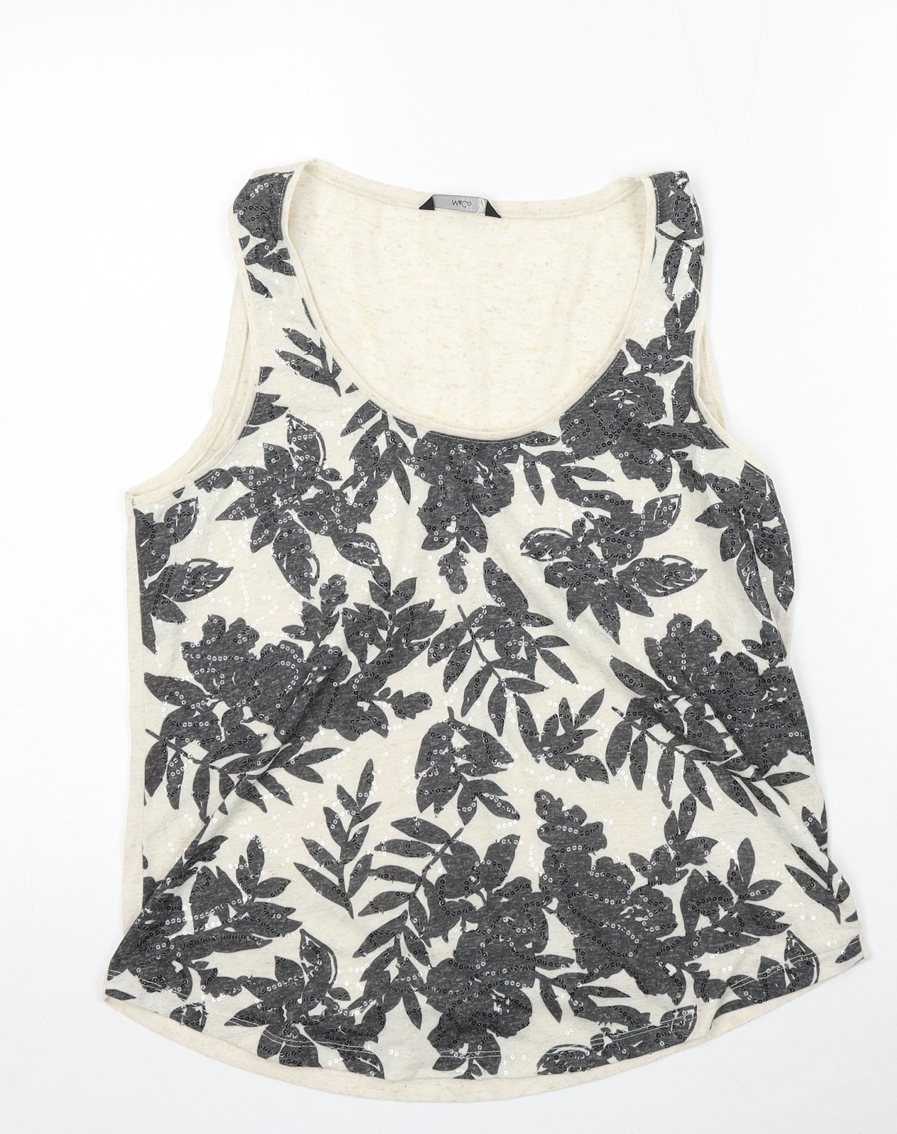 M&Co Womens Beige  Polyester Basic Tank Size 12 Round Neck