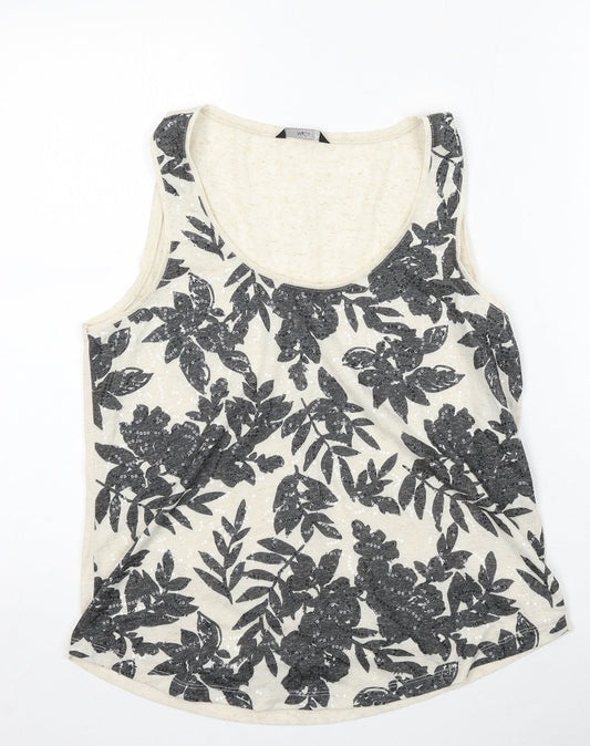 M&Co Womens Beige  Polyester Basic Tank Size 12 Round Neck