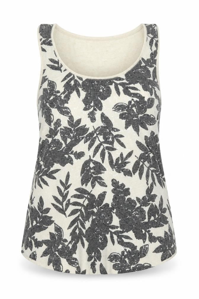 M&Co Womens Beige  Polyester Basic Tank Size 12 Round Neck