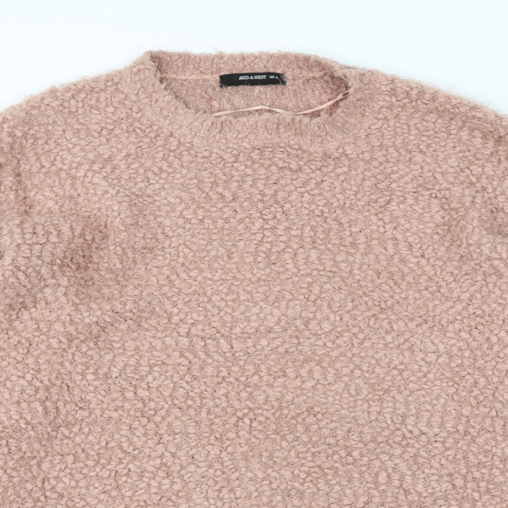 AKD WEST Womens Pink Round Neck  Acrylic Pullover Jumper Size 14