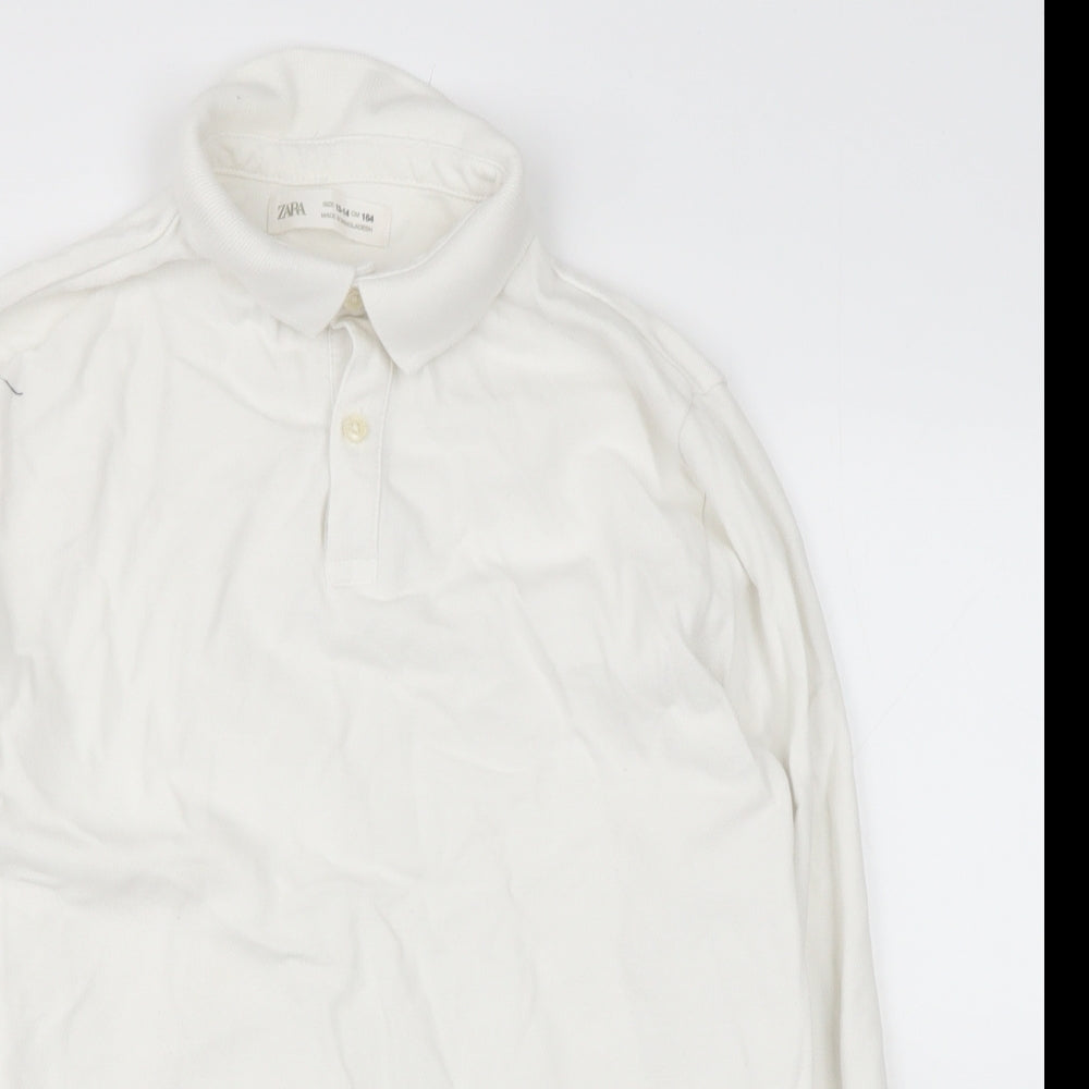 Zara Boys White  Cotton Basic Button-Up Size 13 Years Collared
