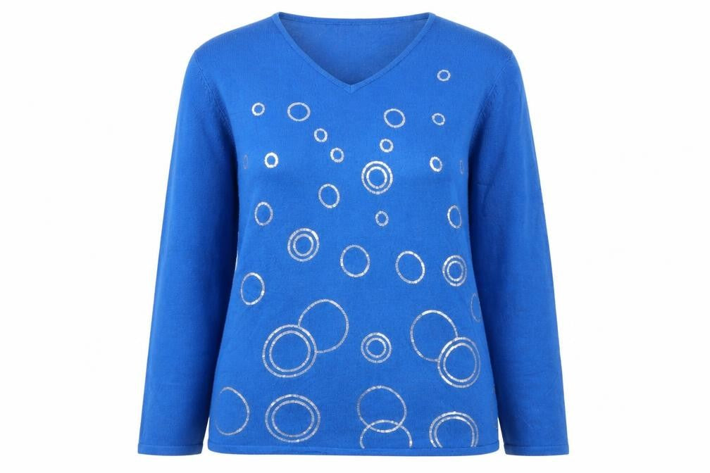 DAYMART Womens Blue V-Neck  Acrylic Pullover Jumper Size 14
